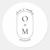 Sticker Rond Monogramme géométrique minimal avec Mariage de cal (Devant)