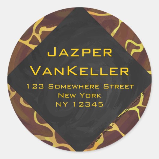 Sticker Rond Monogramme Giraffe Brown, Impression Jaune (Devant)