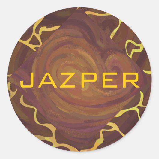 Sticker Rond Monogramme Giraffe Brown, Impression Jaune (Devant)