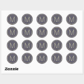 Sticker Rond Monogramme Gold Grey (Feuille)