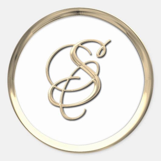 Sticker Rond Monogramme Gold Script Initial S sur n'importe que (Devant)