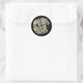 Sticker Rond Monogramme Golden Dragon Logo Élégant (Sac)