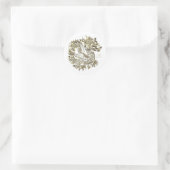 Sticker Rond Monogramme Golden Dragon Logo Élégant (Sac)