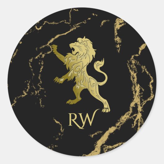 Sticker Rond Monogramme Golden Royal Lion (Devant)