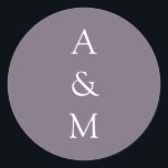 Sticker Rond Monogramme gras minimaliste Boho Dusty violet Mari<br><div class="desc">Monogramme Gras Minimaliste Tendance Chic Typographie Mariage Classic Stickers Rond dans Boho Dusty Purple</div>