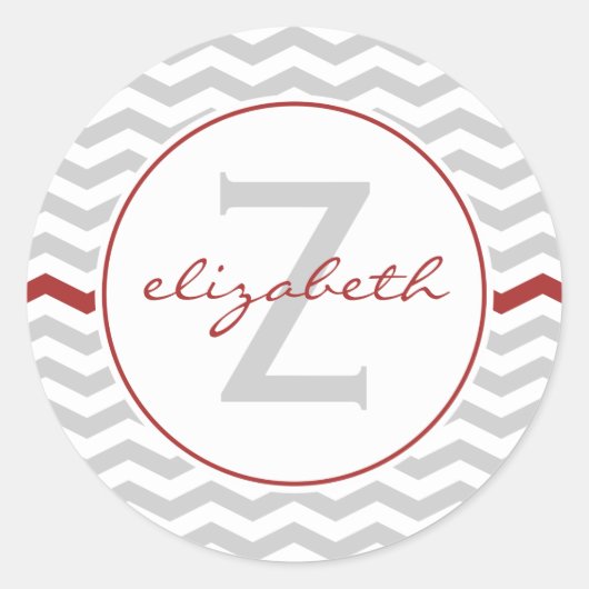 Sticker Rond Monogramme Grey Chevron (Devant)