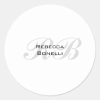 Monogramme gris blanc Nom Initiales Simple Style