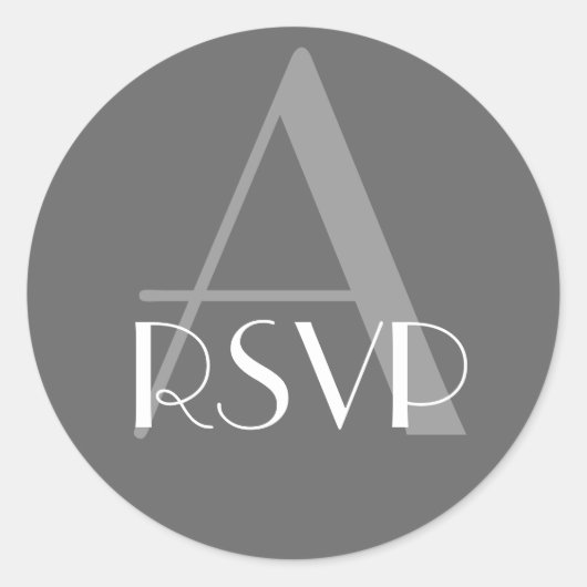 Sticker Rond Monogramme gris charbon A Sceau RSVP (Devant)