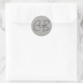 Sticker Rond Monogramme gris classique professionnel (Sac)