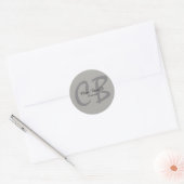 Sticker Rond Monogramme gris classique professionnel (Enveloppe)