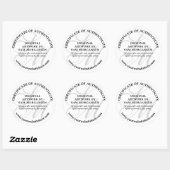 Sticker Rond Monogramme gris élégant Certificat d'authenticité (Feuille)