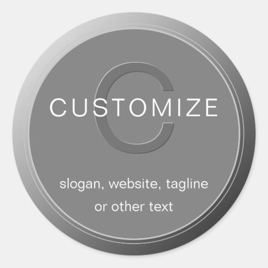 Sticker Rond Monogramme gris foncé modifiable (Devant)