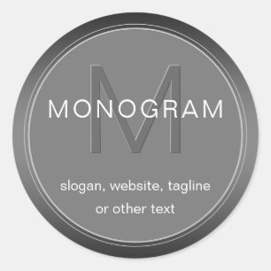 Sticker Rond Monogramme gris foncé modifiable