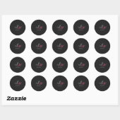Sticker Rond Monogramme gris noir Nom Lettres initiales Script (Feuille)