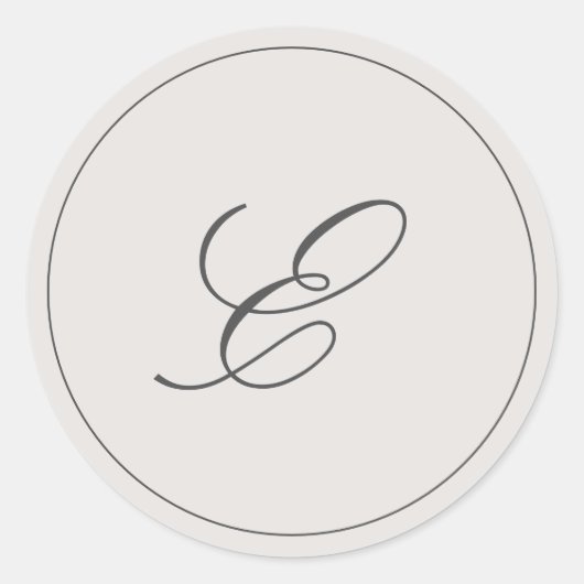 Sticker Rond Monogramme gris simple Mariage élégant (Devant)