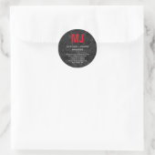 Sticker Rond monogramme gris unique tendance (Sac)
