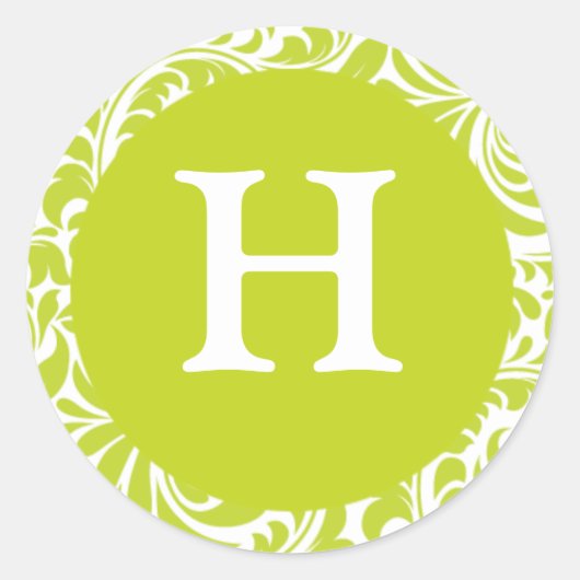 Sticker Rond Monogramme H Chartreuse Thème Mariage Monogrammes  (Devant)