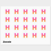 Sticker Rond Monogramme H dégradé orange rose (Feuille)