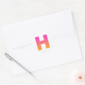 Sticker Rond Monogramme H dégradé orange rose (Enveloppe)