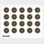 Sticker Rond Monogramme H, élégant script doré (Feuille)