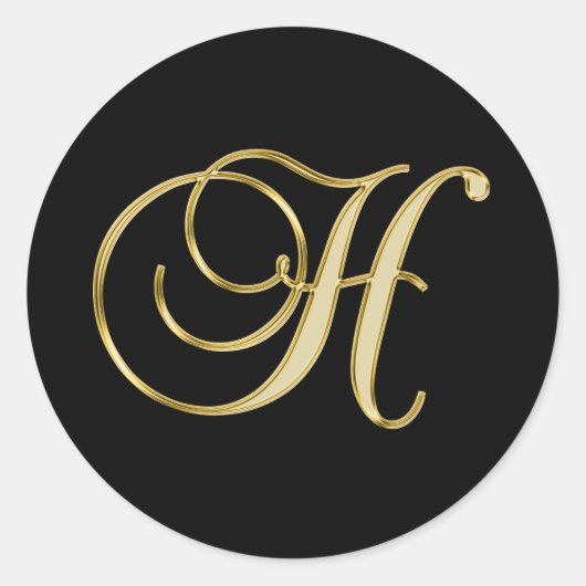 Sticker Rond Monogramme H en or orné (Devant)