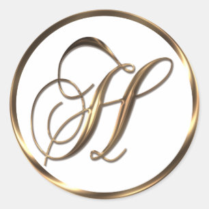 Sticker Rond Monogramme H Faux Bronze