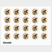 Sticker Rond Monogramme H Halloween Sky Witch Ariders Nom (Feuille)