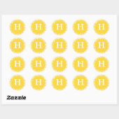 Sticker Rond Monogramme H Jaune Personnalisé Mariage Monogramme (Feuille)