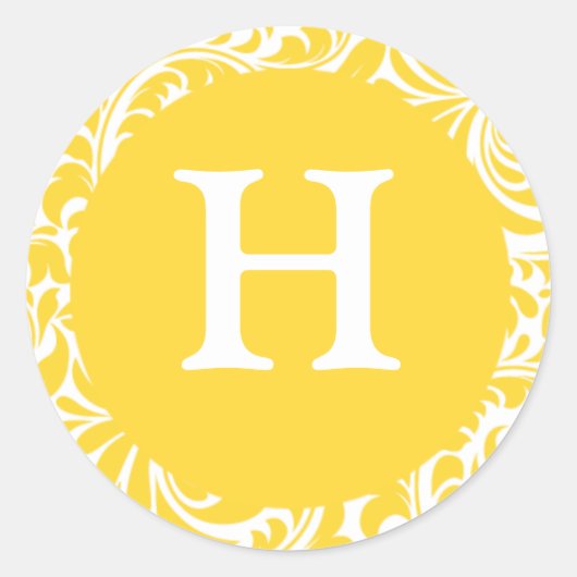Sticker Rond Monogramme H Jaune Personnalisé Mariage Monogramme (Devant)