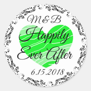 Sticker Rond Monogrammé Heureusement Jamais Après Mariage Stick