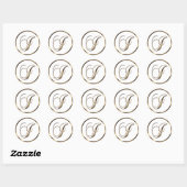 Sticker Rond Monogramme I Faux Bronze (Feuille)