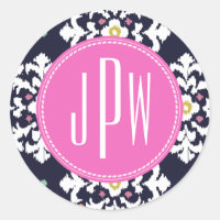 Monogramme Ikat et rose