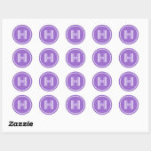 Sticker Rond Monogramme initial Améthyste Purple (Feuille)