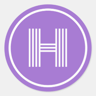 Sticker Rond Monogramme initial Améthyste Purple