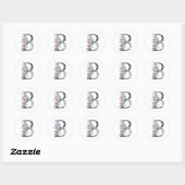 Sticker Rond Monogramme Initial B Floral Bleu (Feuille)