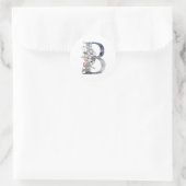 Sticker Rond Monogramme Initial B Floral Bleu (Sac)