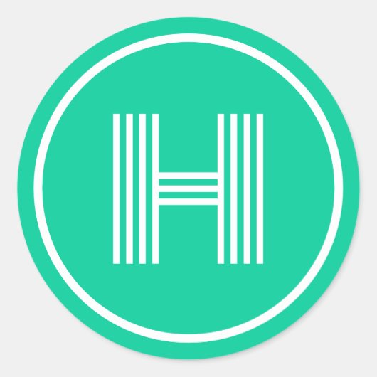 Sticker Rond Monogramme initial caraïbe vert (Devant)