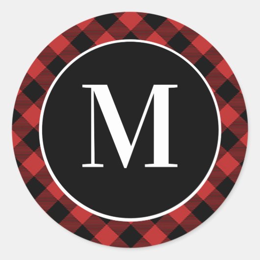 Sticker Rond Monogramme initial de Buffalo Rouge (Devant)