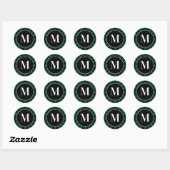 Sticker Rond Monogramme initial de Buffalo Vert (Feuille)