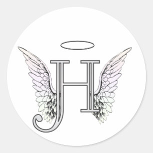 Sticker Rond Monogramme initial de la lettre H avec des ailes