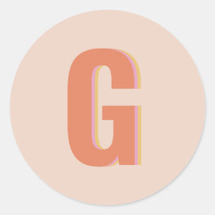 Sticker Rond Monogramme initial de la typographie rétro-floue 