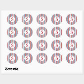 Sticker Rond Monogramme initial de l'étoile sur mesure patrioti (Feuille)