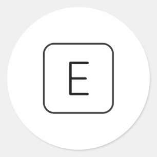 Sticker Rond Monogramme Initial De Style Moderne Blanc & Noir