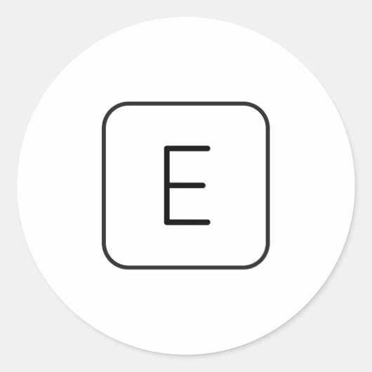 Sticker Rond Monogramme Initial De Style Moderne | Blanc & Noir (Devant)