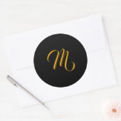 Sticker Rond Monogramme initial d'or noir (Enveloppe)