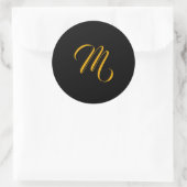Sticker Rond Monogramme initial d'or noir (Sac)