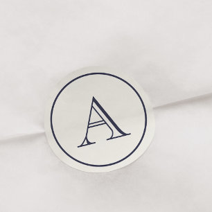 Sticker Rond Monogramme initial du bloc bleu crème et marine