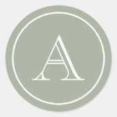 Sticker Rond Monogramme initial du bloc vert et blanc (Devant)