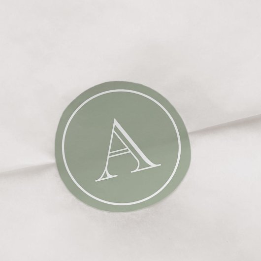 Sticker Rond Monogramme initial du bloc vert et blanc