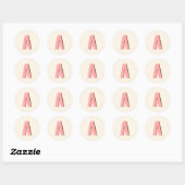 Sticker Rond Monogramme Initial en Typographie Rétro Rose et Or (Feuille)
